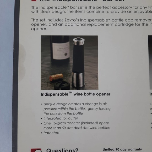 5 For $20.00 Zevro Indispensable Bar Set,Wine Bottle Opener,Bottle Cap Remover - Picture 3 of 9